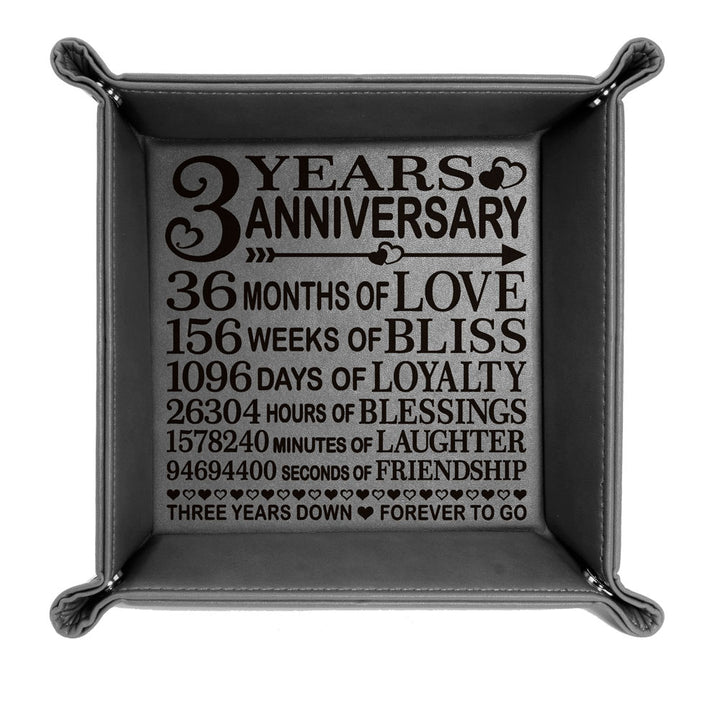 3 Years Anniversary Leather Tray