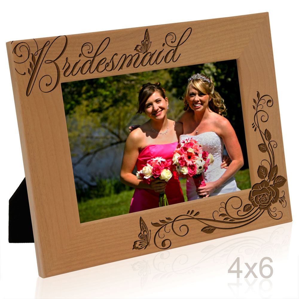 Bridesmaid and Roses Wood Frame