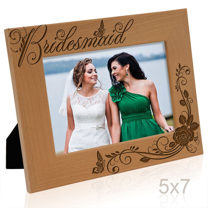 Bridesmaid and Roses Wood Frame