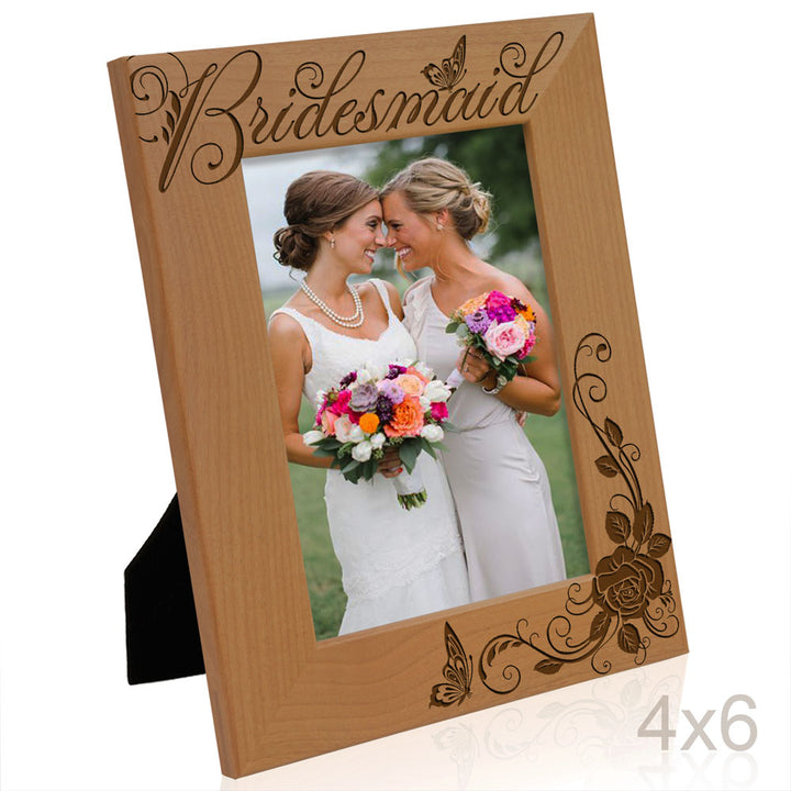 Bridesmaid and Roses Wood Frame