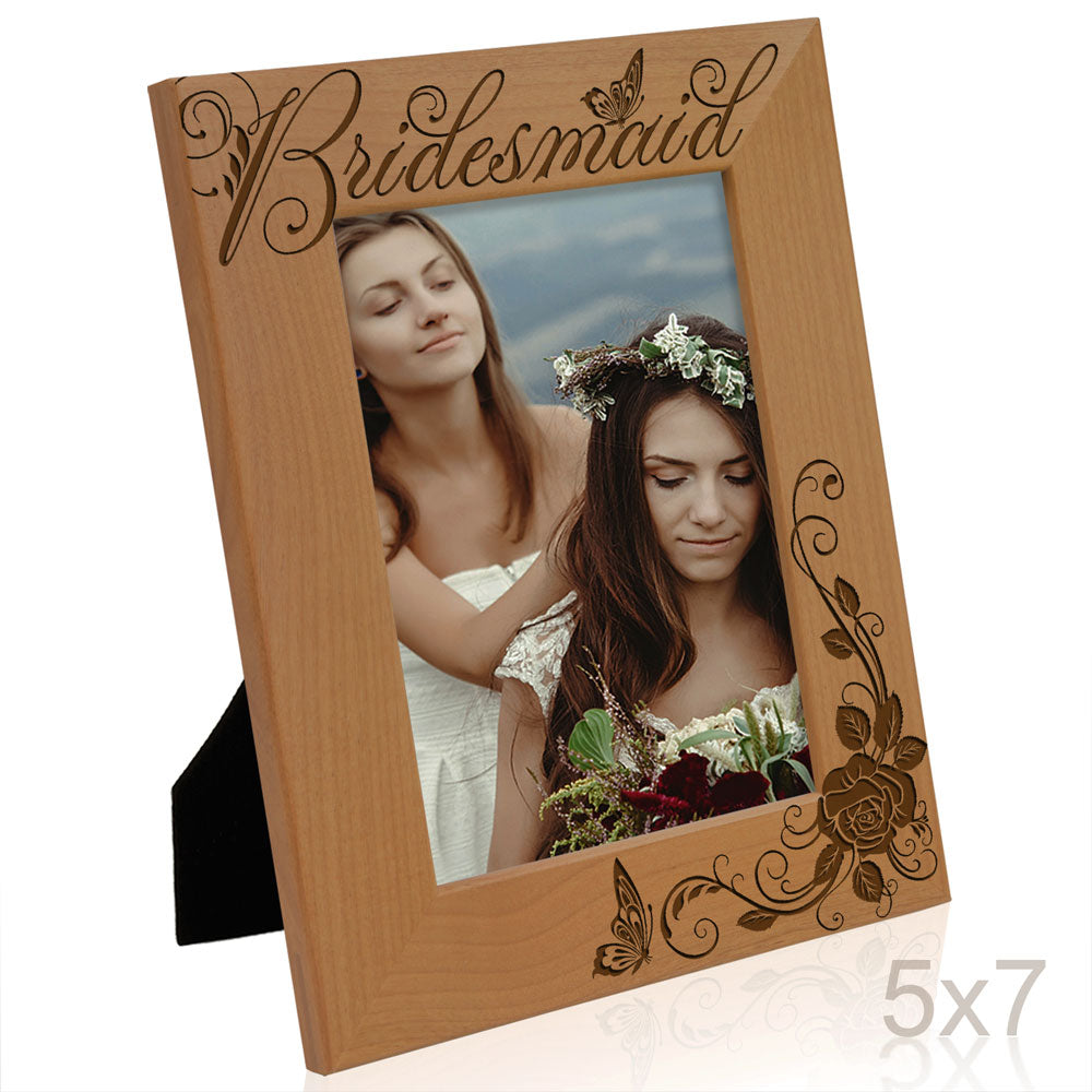 Bridesmaid and Roses Wood Frame