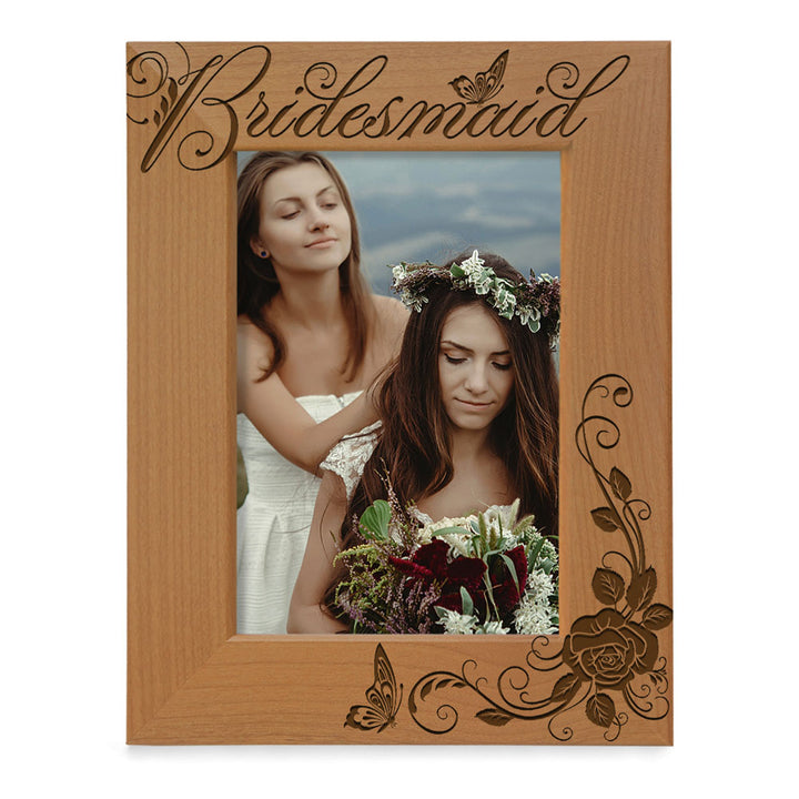 Bridesmaid and Roses Wood Frame