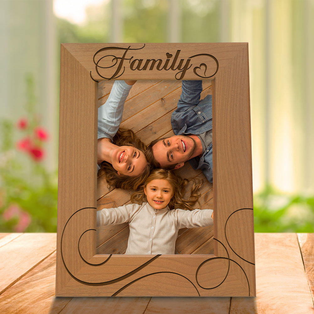 Family Engraved Wood Frame