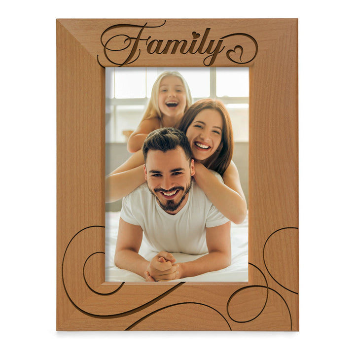 Family Engraved Wood Frame