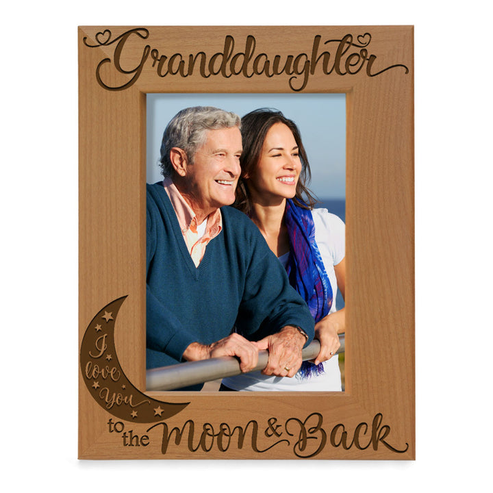 Granddaughter Moon and Back Wood Frame, Grandson Moon and Back Wood Frame