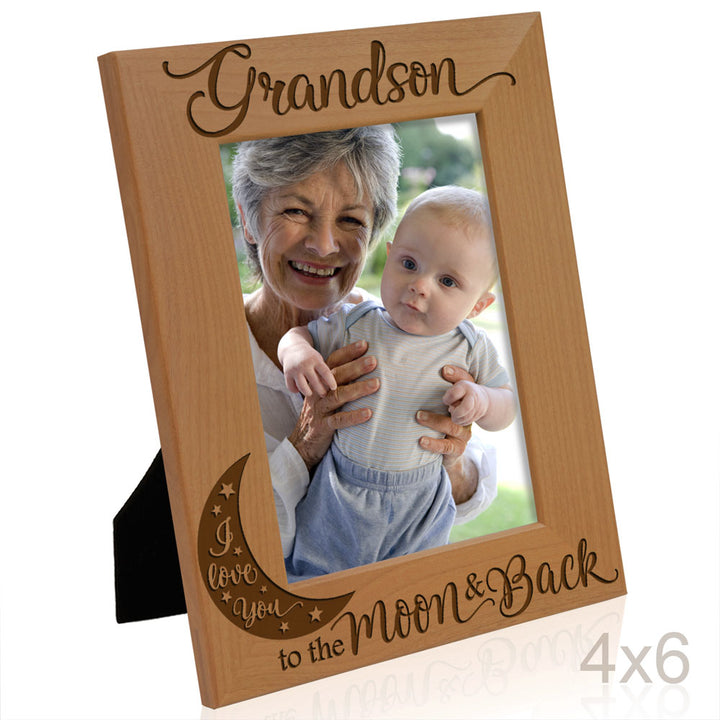 Granddaughter Moon and Back Wood Frame, Grandson Moon and Back Wood Frame