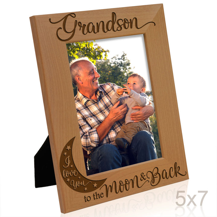 Granddaughter Moon and Back Wood Frame, Grandson Moon and Back Wood Frame