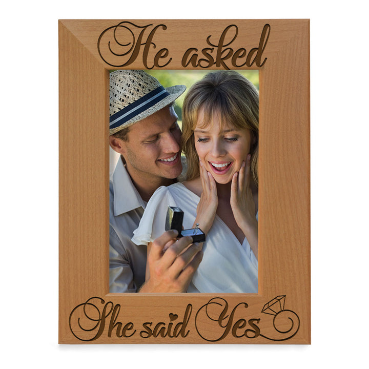 He Asked She Said Yes Wood Frame