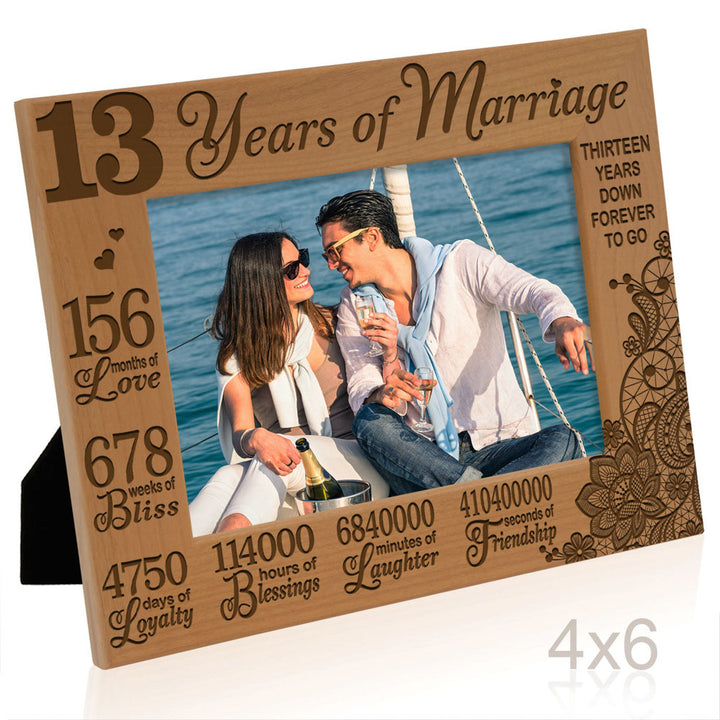 13 Years of Marriage Lace Wood Frame