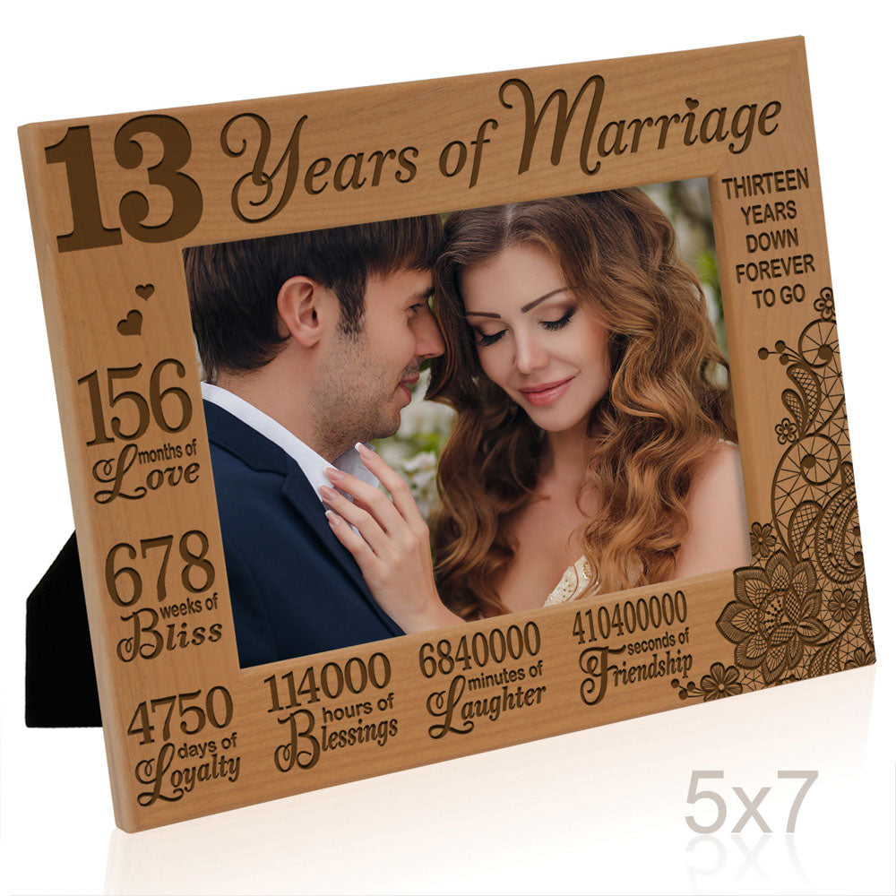 13 Years of Marriage Lace Wood Frame