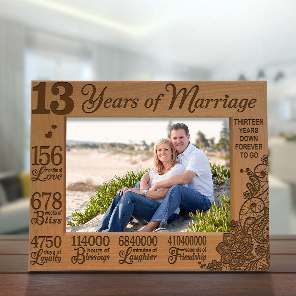 13 Years of Marriage Lace Wood Frame