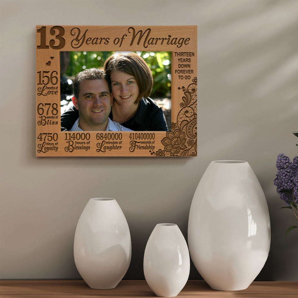 13 Years of Marriage Lace Wood Frame