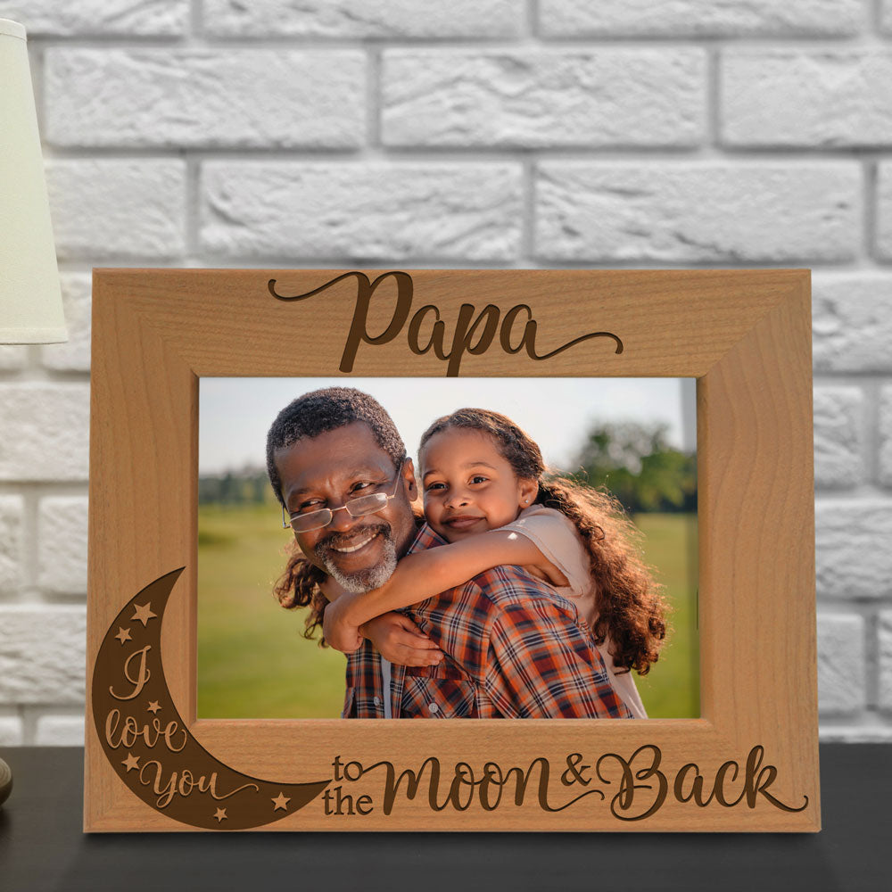 Papa Love You to the Moon Wood Frame