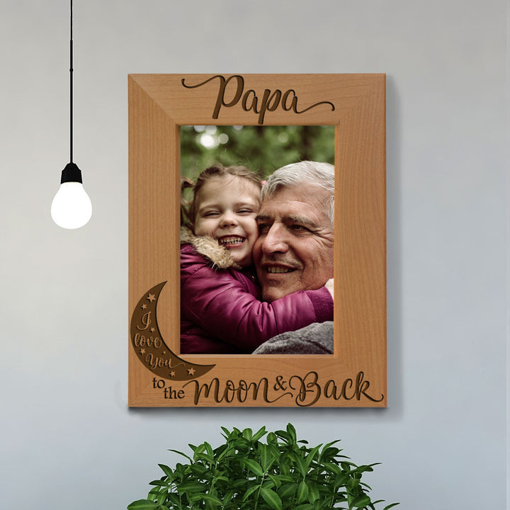 Papa Love You to the Moon Wood Frame