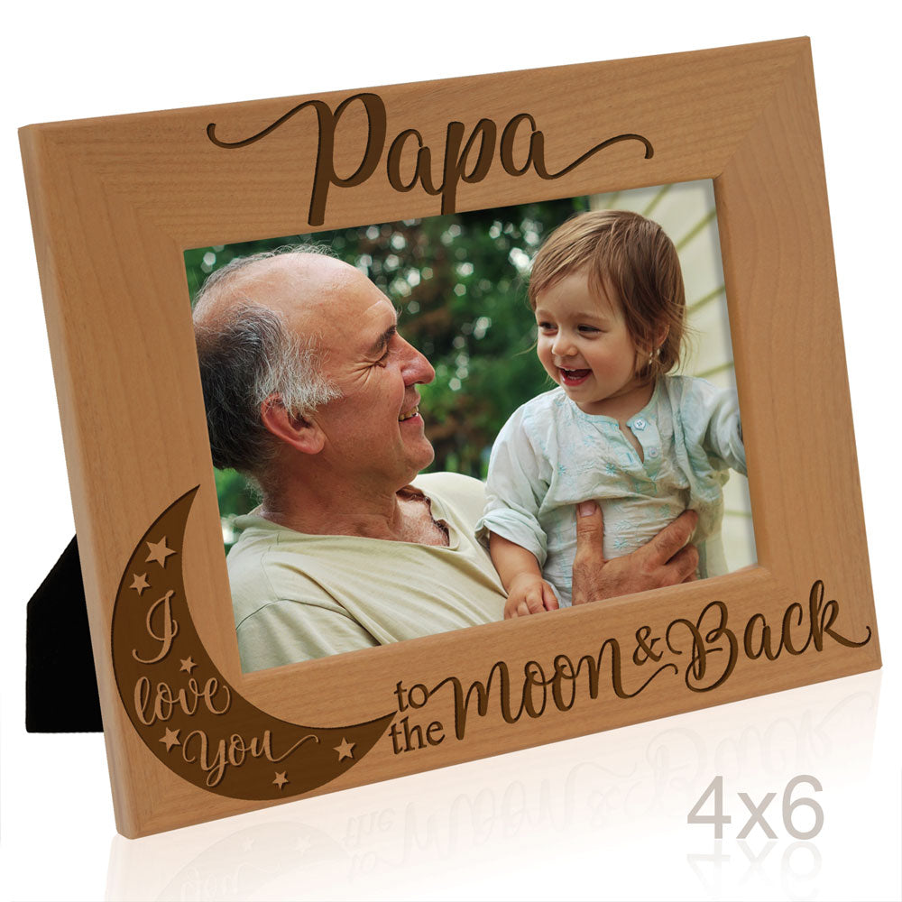 Papa Love You to the Moon Wood Frame