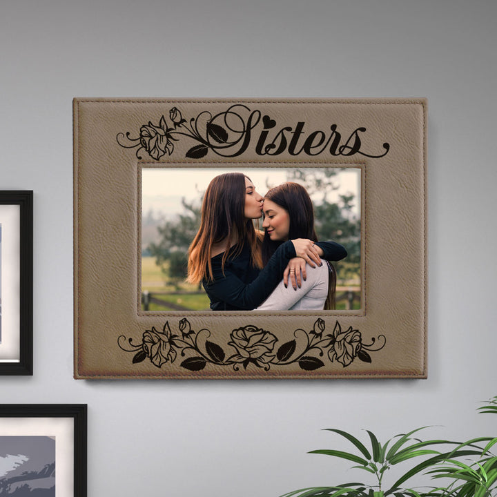 Sisters - Roses Leather Frame