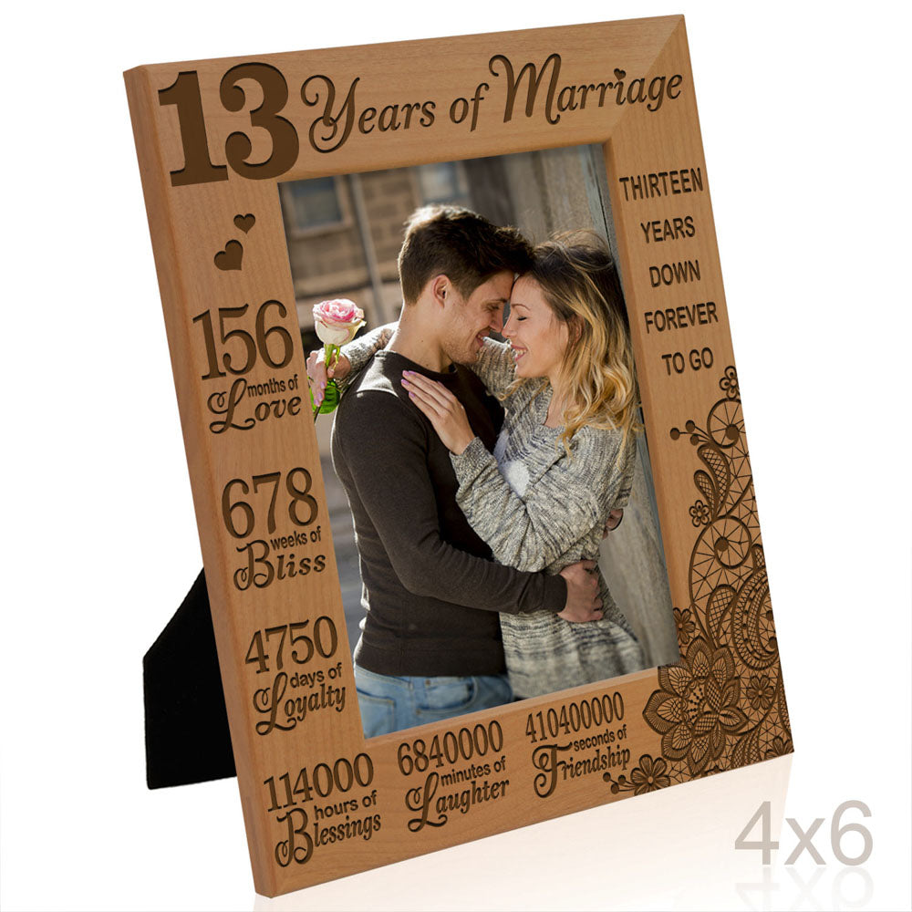 13 Years of Marriage Lace Wood Frame