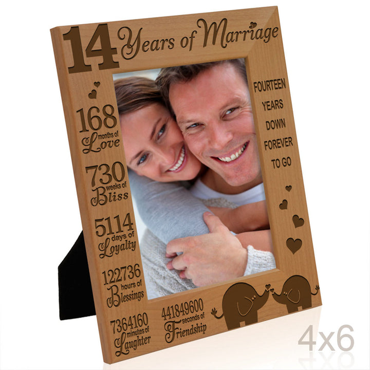 14 Years of Marriage Forever to Go Wood Frame