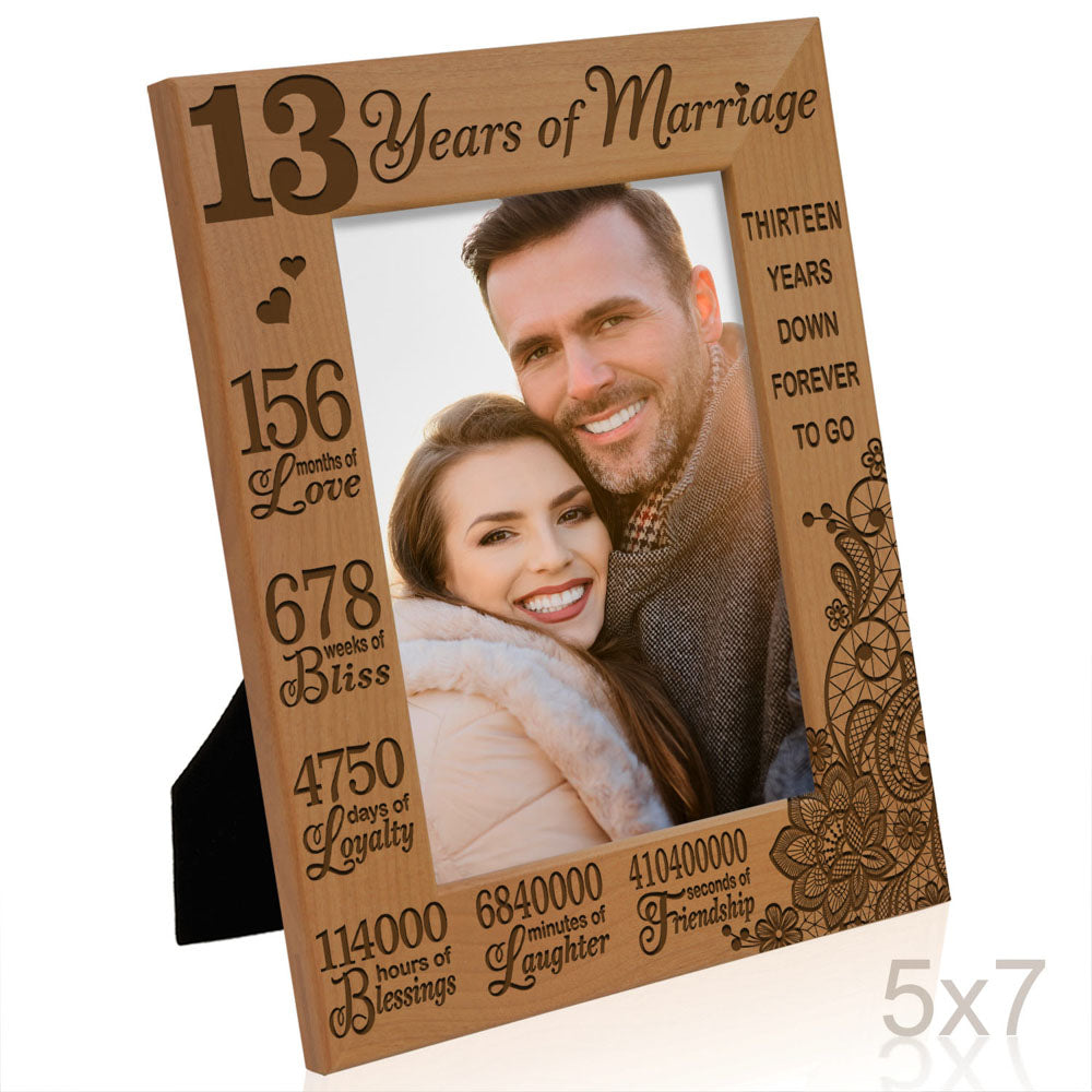 13 Years of Marriage Lace Wood Frame