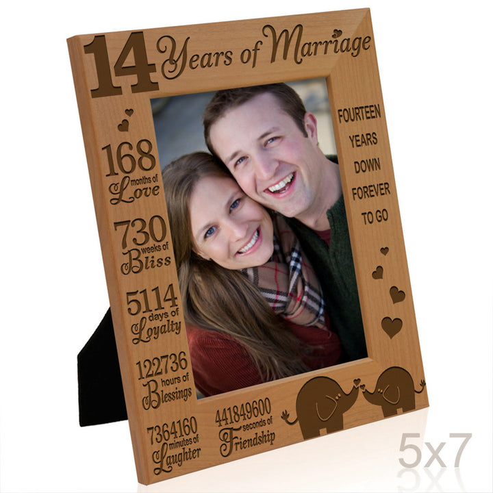 14 Years of Marriage Forever to Go Wood Frame