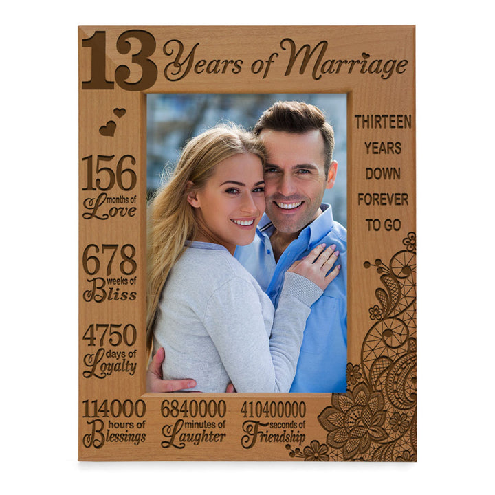 13 Years of Marriage Lace Wood Frame