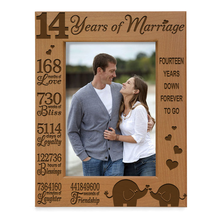 14 Years of Marriage Forever to Go Wood Frame