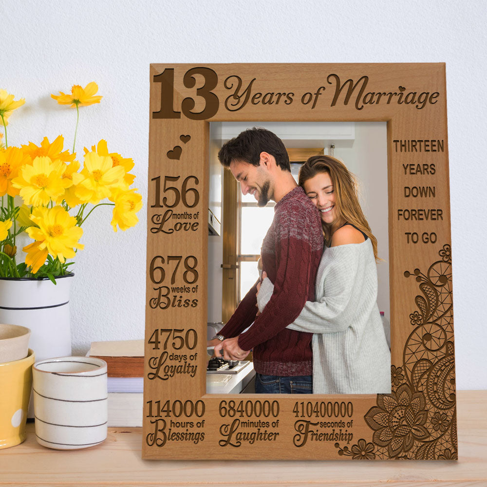 13 Years of Marriage Lace Wood Frame