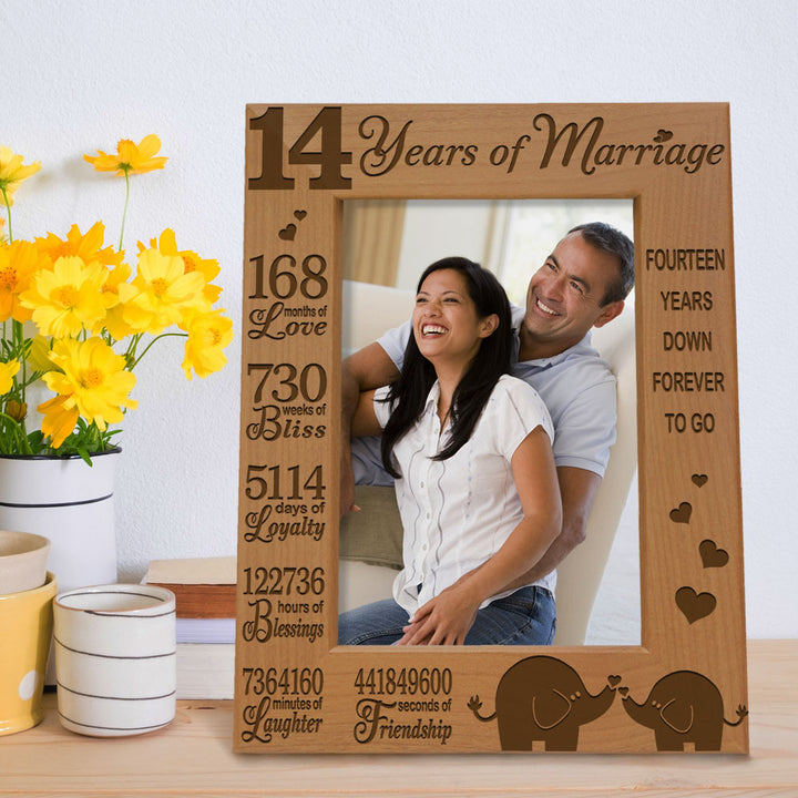 14 Years of Marriage Forever to Go Wood Frame