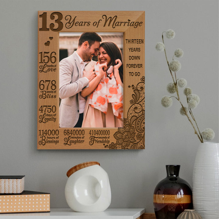 13 Years of Marriage Lace Wood Frame