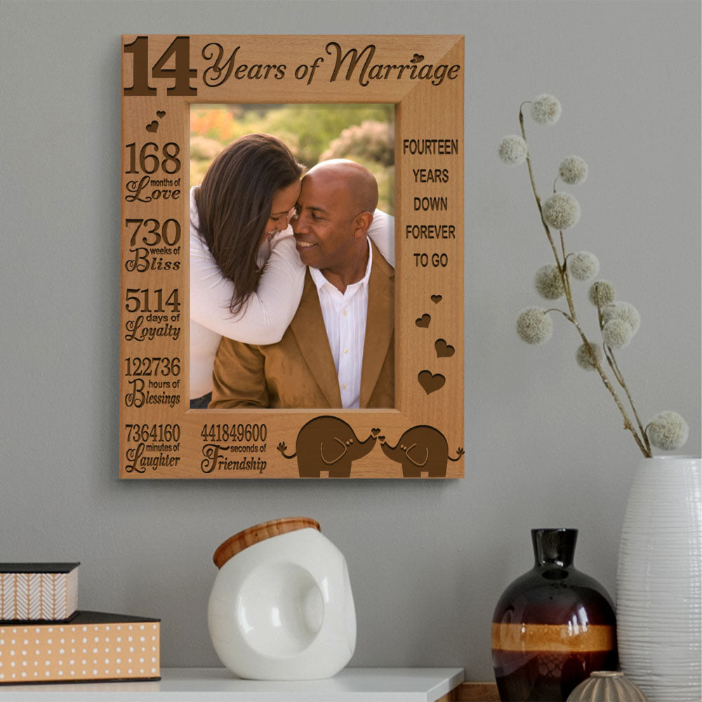 14 Years of Marriage Forever to Go Wood Frame